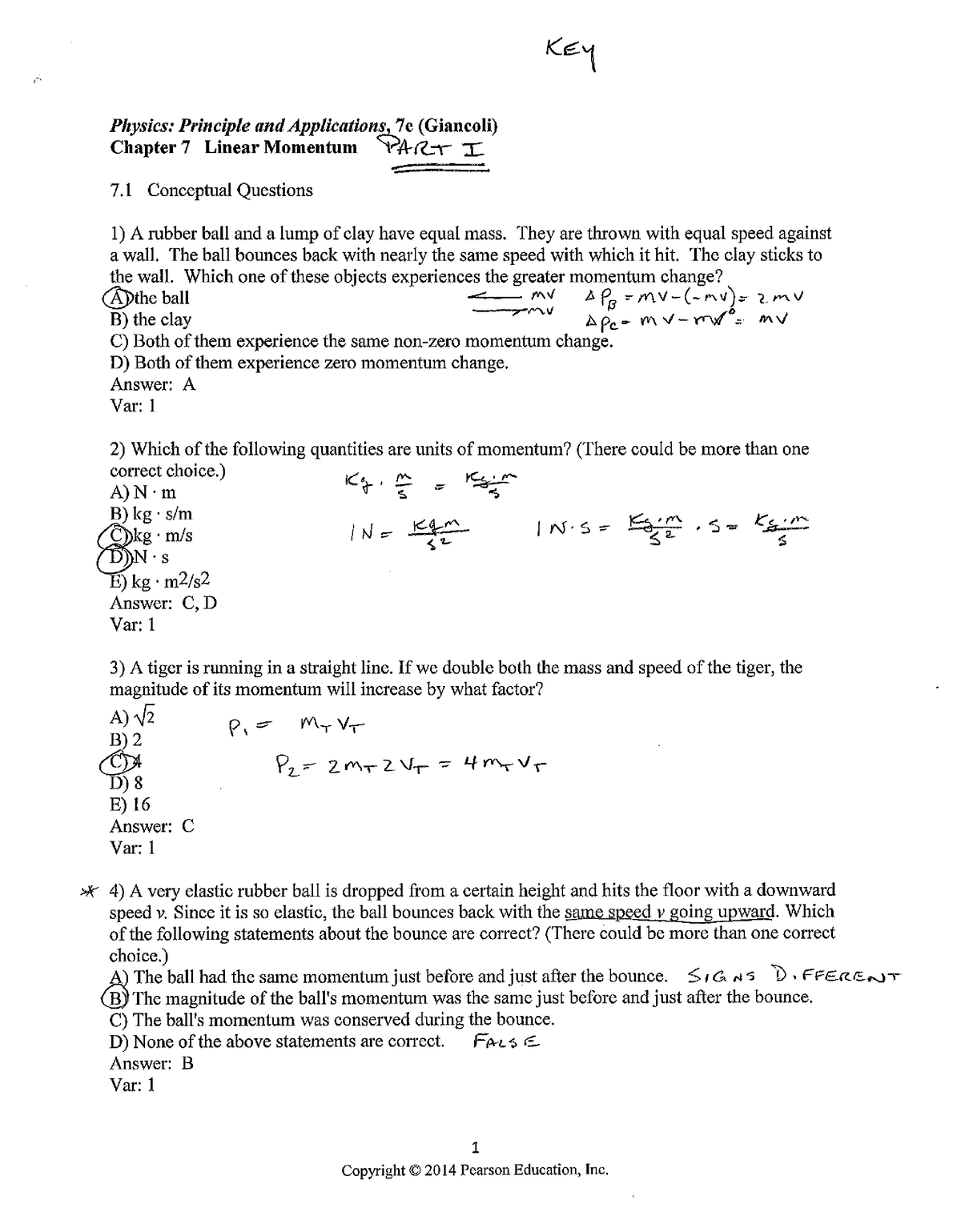 AAA-Linear Momentum Worksheet w Answers Part I - MAT1510 - Studocu