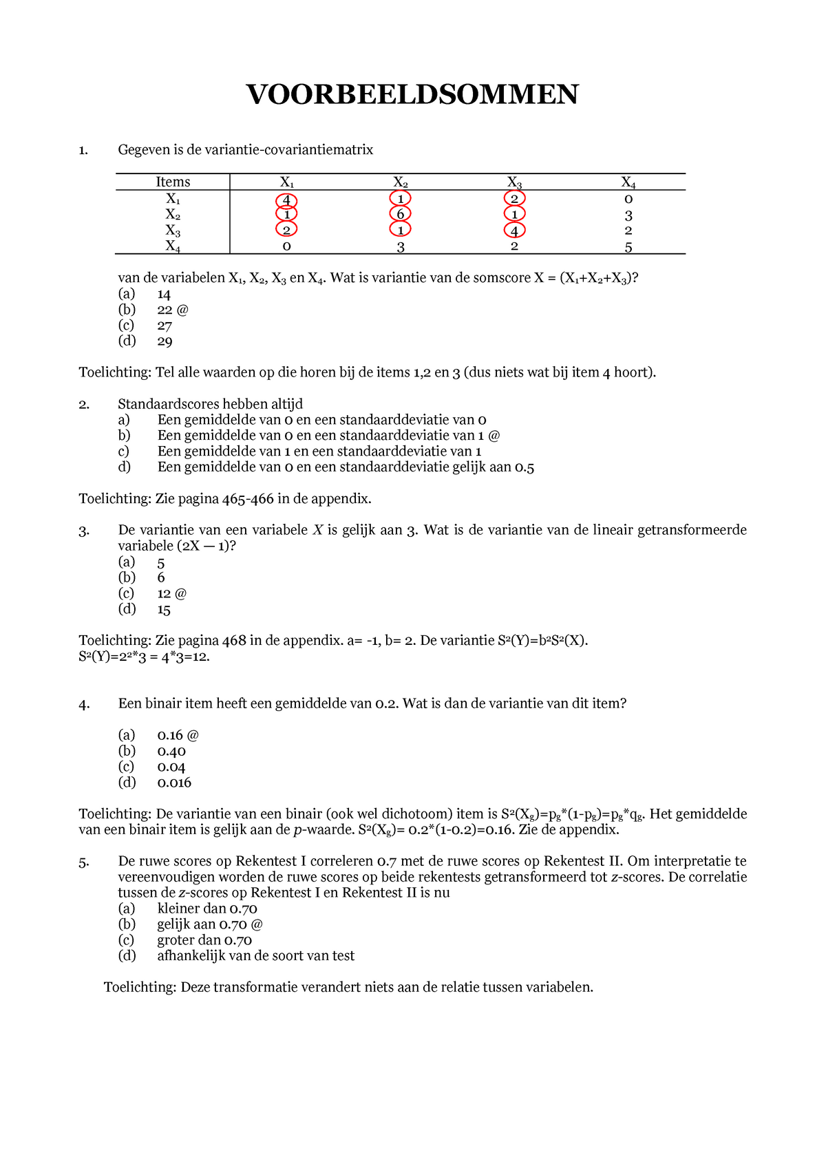 Testtheorie En Testgebruik - Voorbeeldsommen (met Antwoord En ...