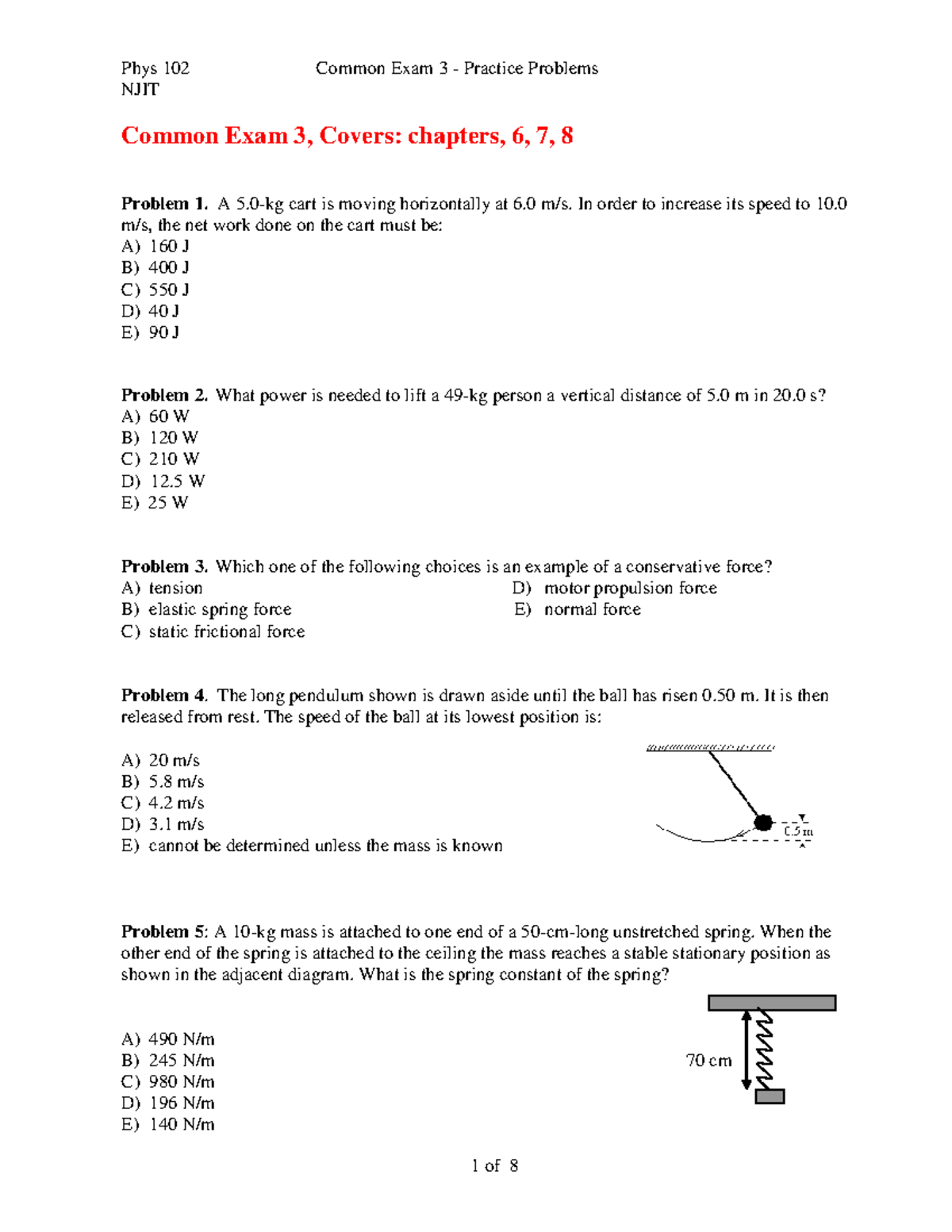 Phys 102Spring 2023Exam 3Practice Problems1 NJIT Common Exam 3