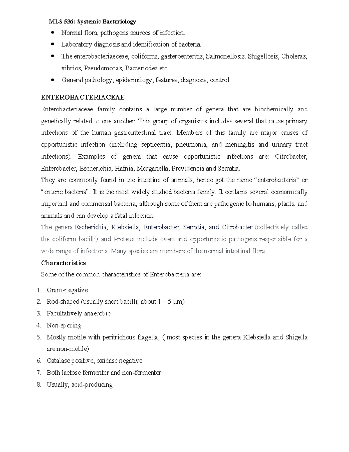Systemic bacteriology - MLS 536: Systemic Bacteriology Normal flora ...