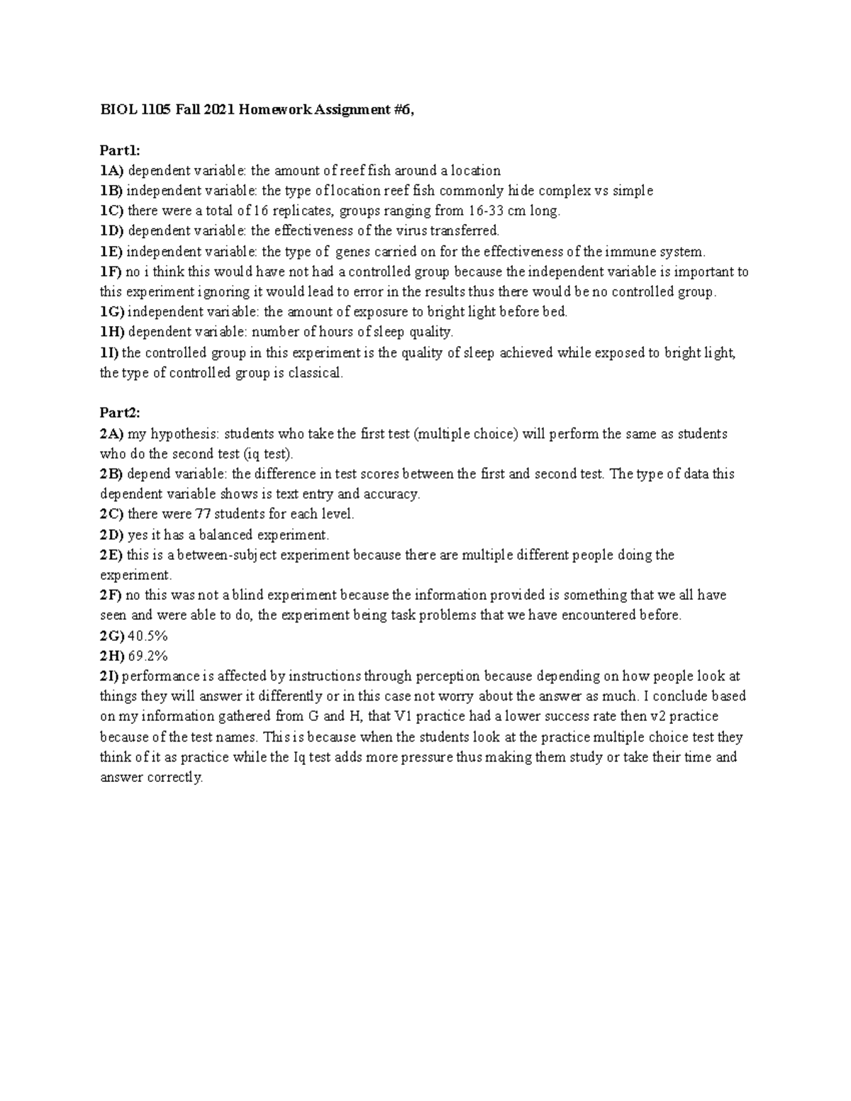 Biol1105 homework 6 full note review - BIOL 1105 Fall 2021 Homework ...