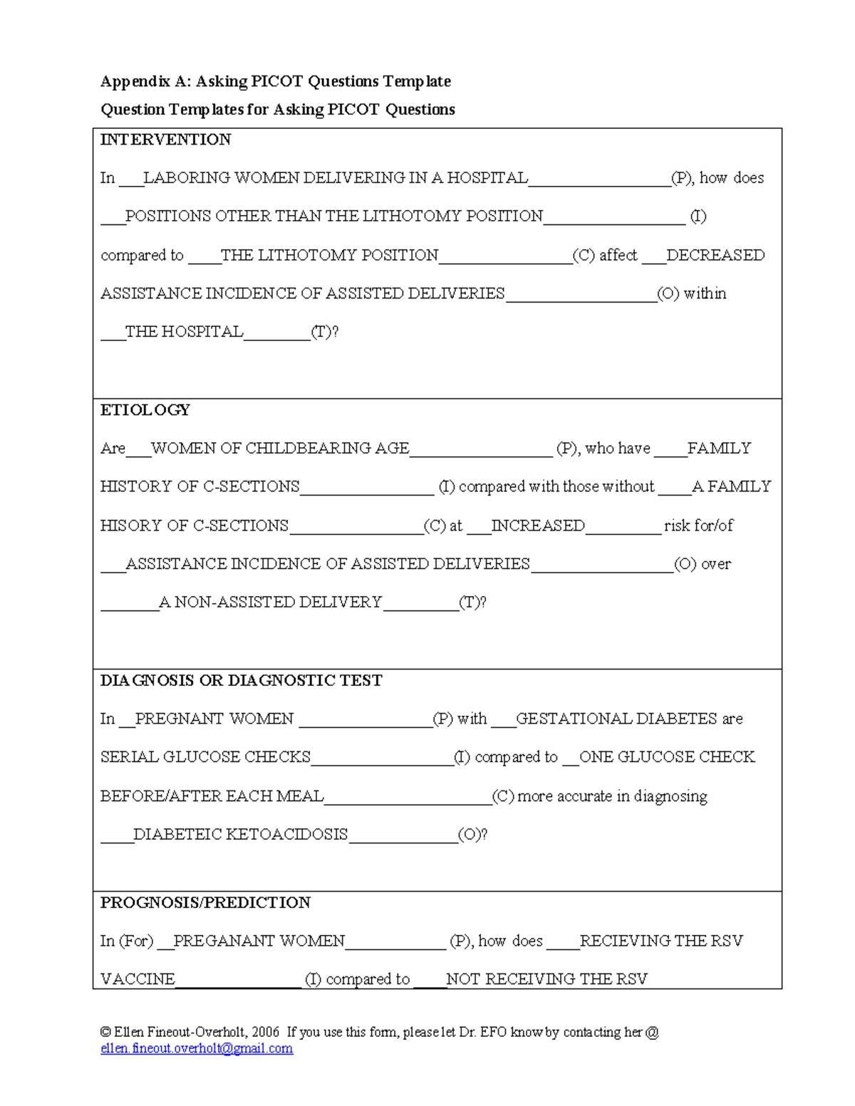Appendix A Asking Picot Questions Templates 2018 - Appendix A: Asking ...