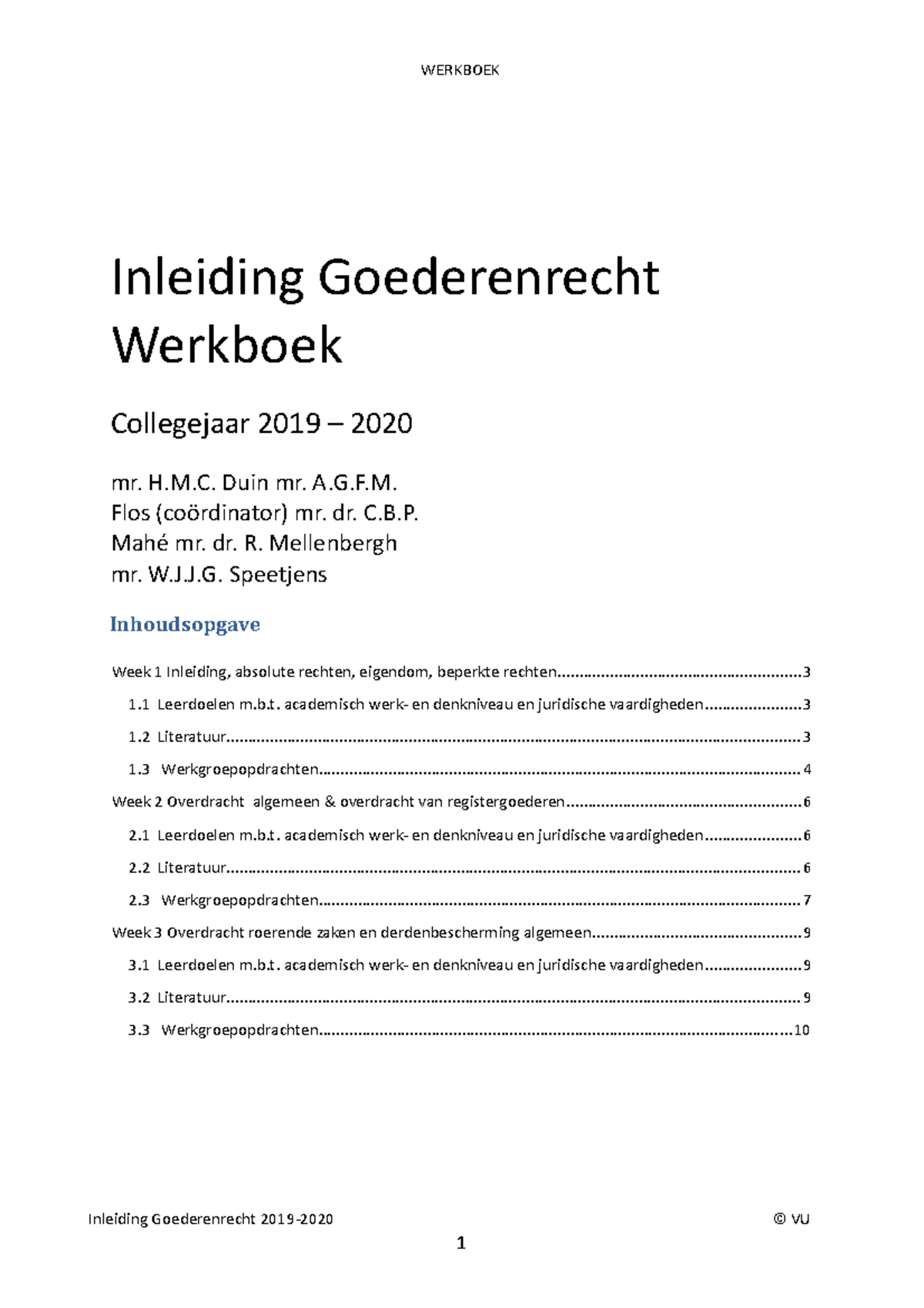 Werkboek - Uitwerkingen - Inleiding Goederenrecht Werkboek Collegejaar ...