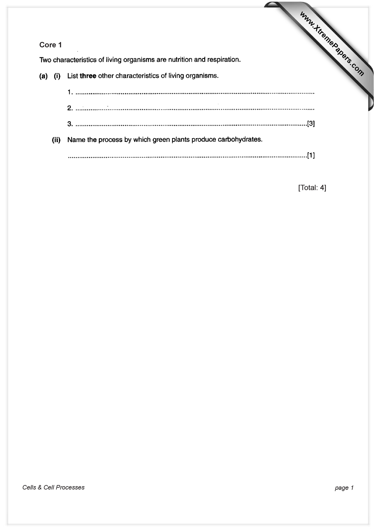 Igcse Biology - Questions Repeated From 2003. - Core 1 [Total: 4 ...