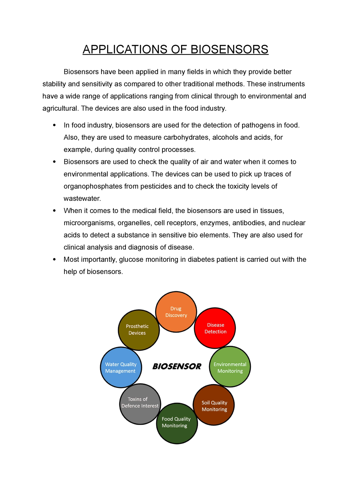 Applications Of Biosensors - APPLICATIONS OF BIOSENSORS Biosensors Have ...