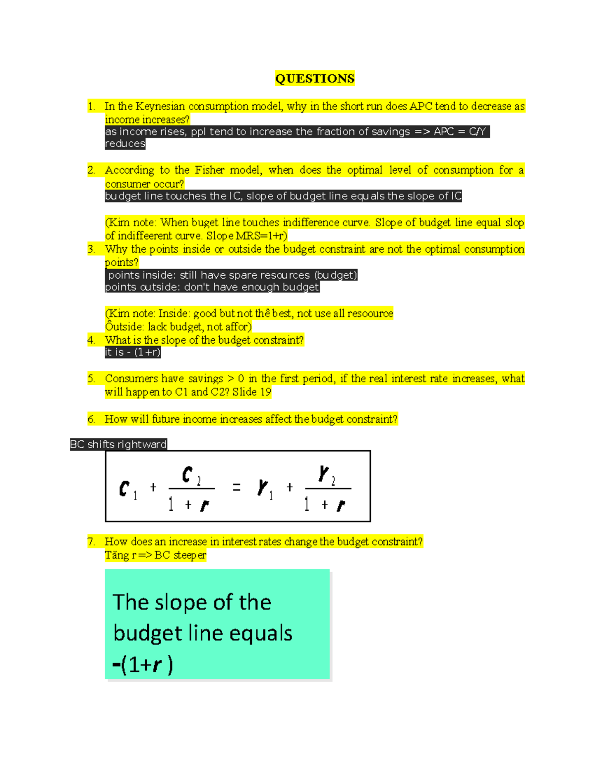 Problem set - Consumption - QUESTIONS In the Keynesian consumption ...