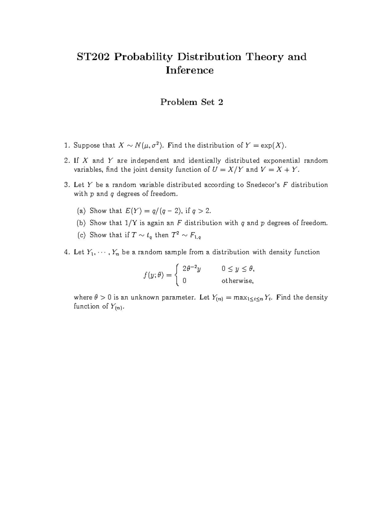 ST202 LT PS 2 - ST202 Probability Distribution Theory and Inference ...