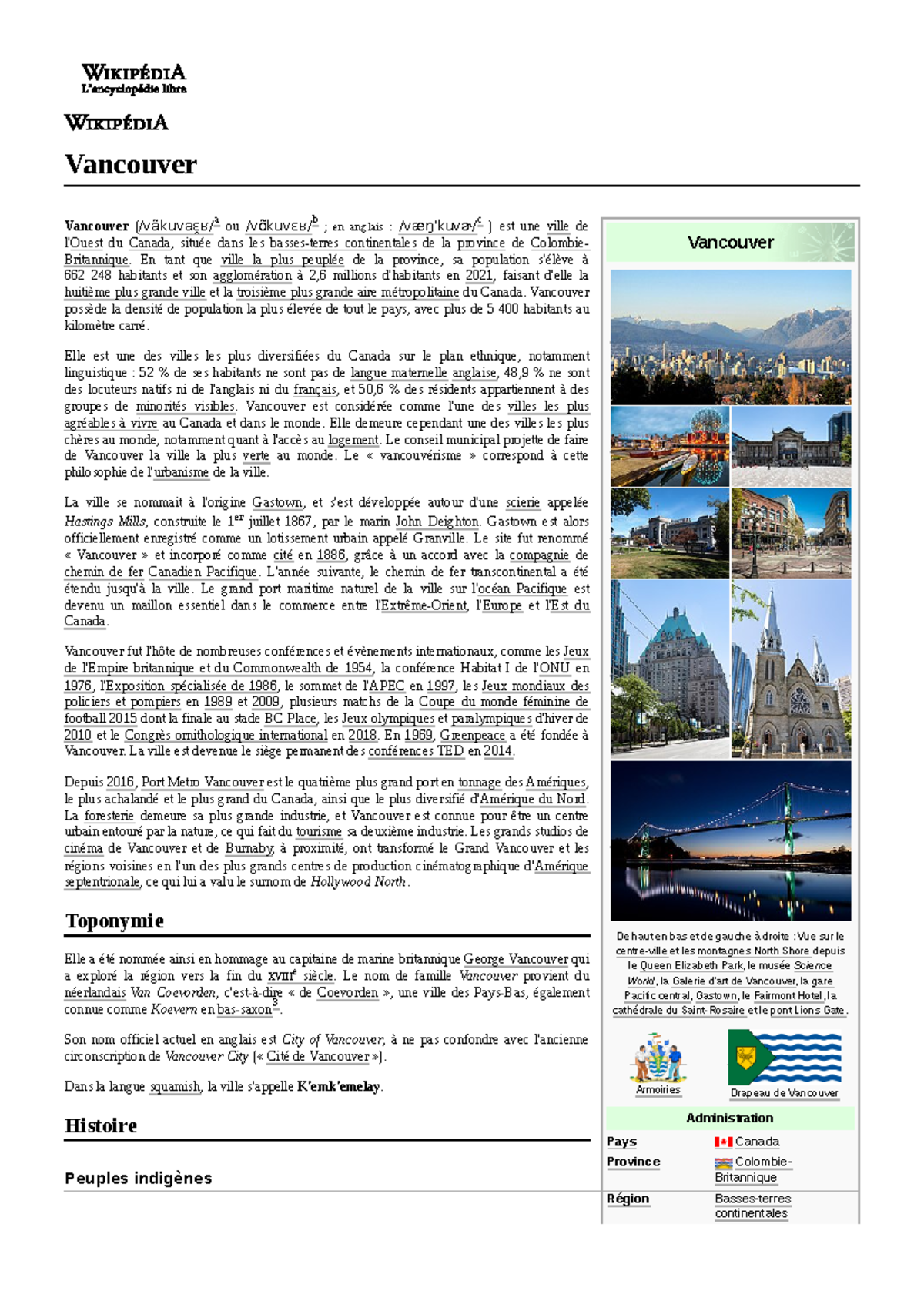 Vancouver infos sur la ville canada - Vancouver De haut en bas et de ...