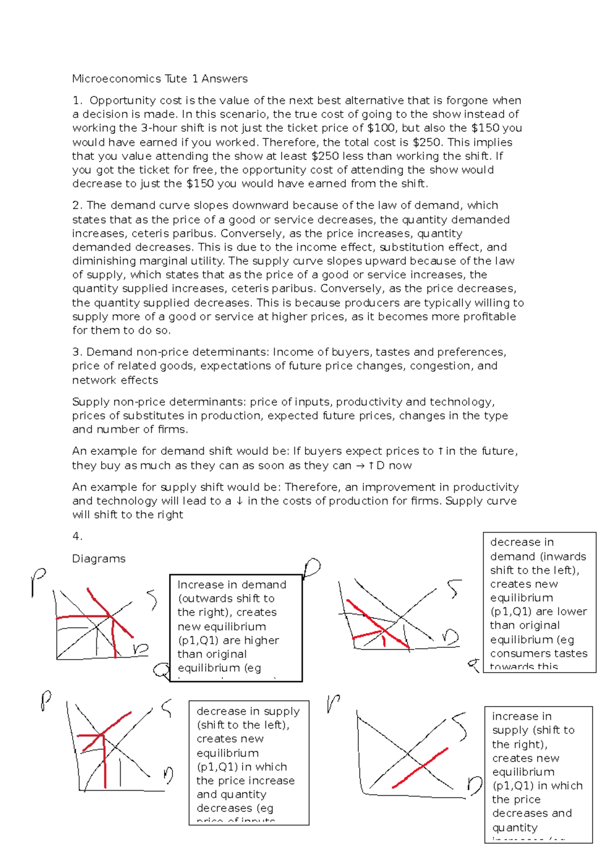 Micorecons Tute Answers Microeconomics Tute 1 Answers Opportunity