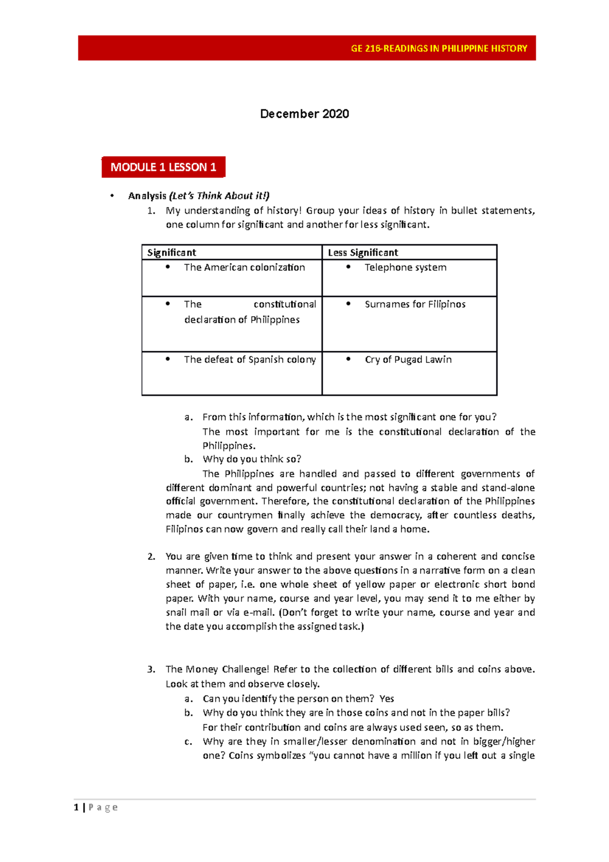 GE 216 Final Compilation Submitted Activties - December 2020 MODULE 1 ...