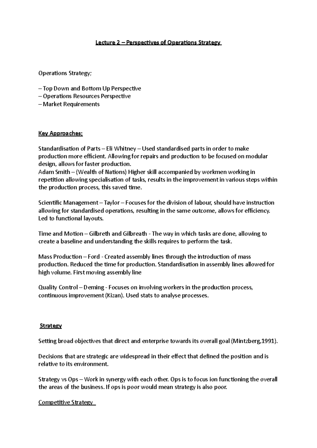 Perspectives of Operations Strategy - Lecture 2 – Perspecives of ...