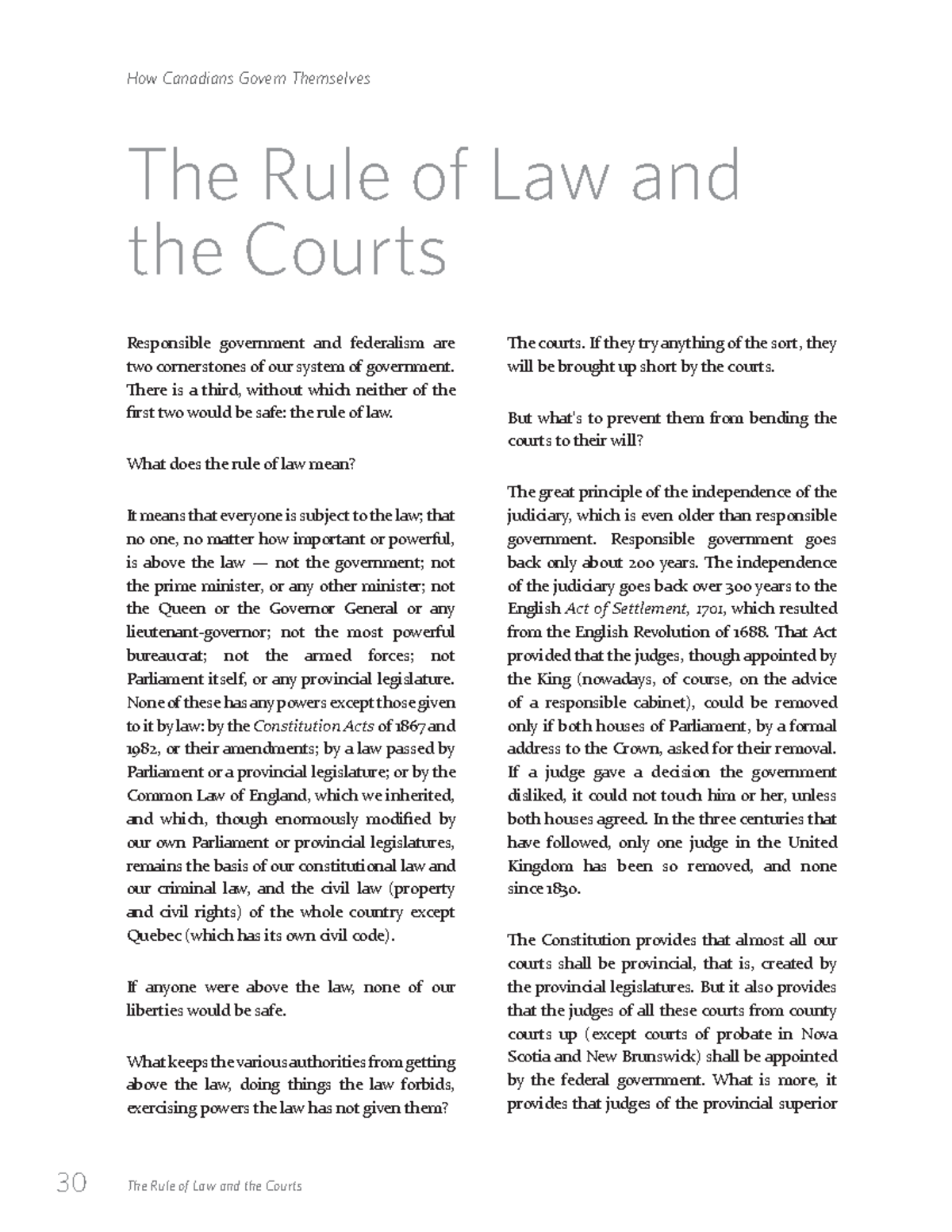 The Rule of Law and ths Courts - How Canadians Govern Themselves The ...