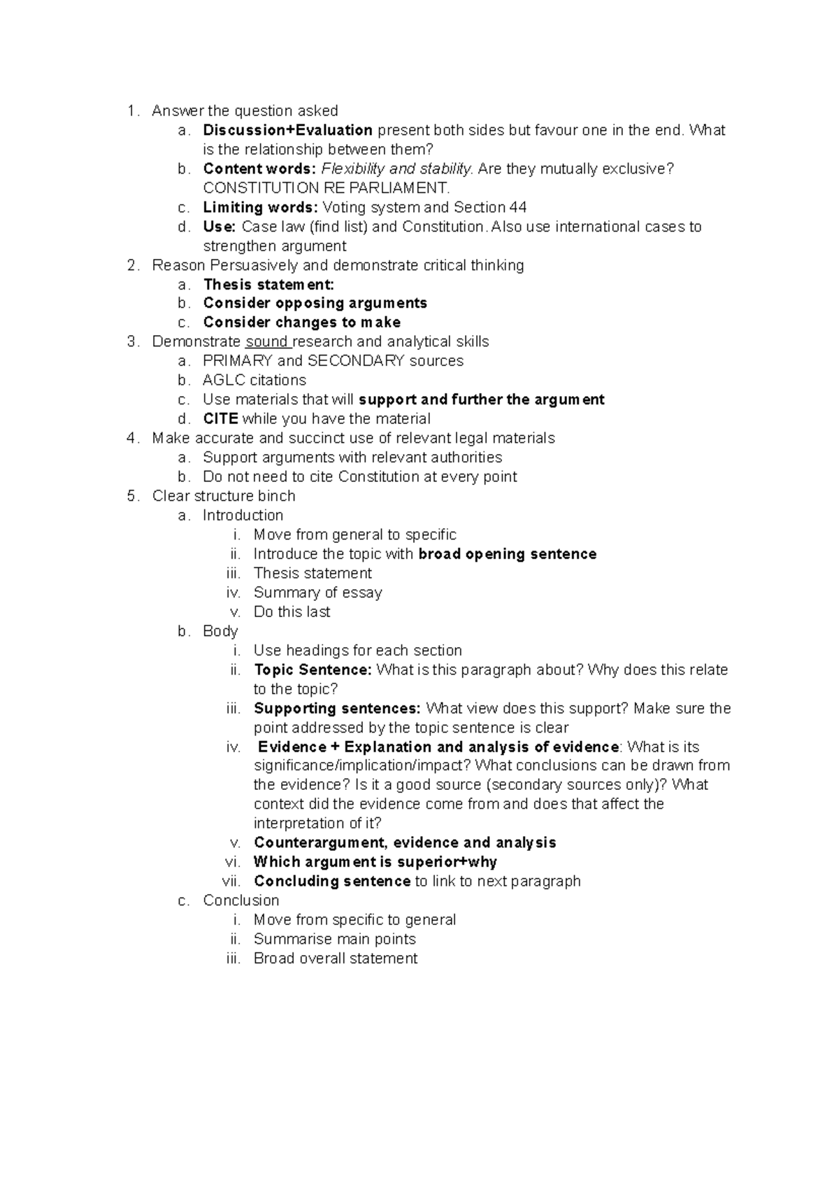 legal essay structure