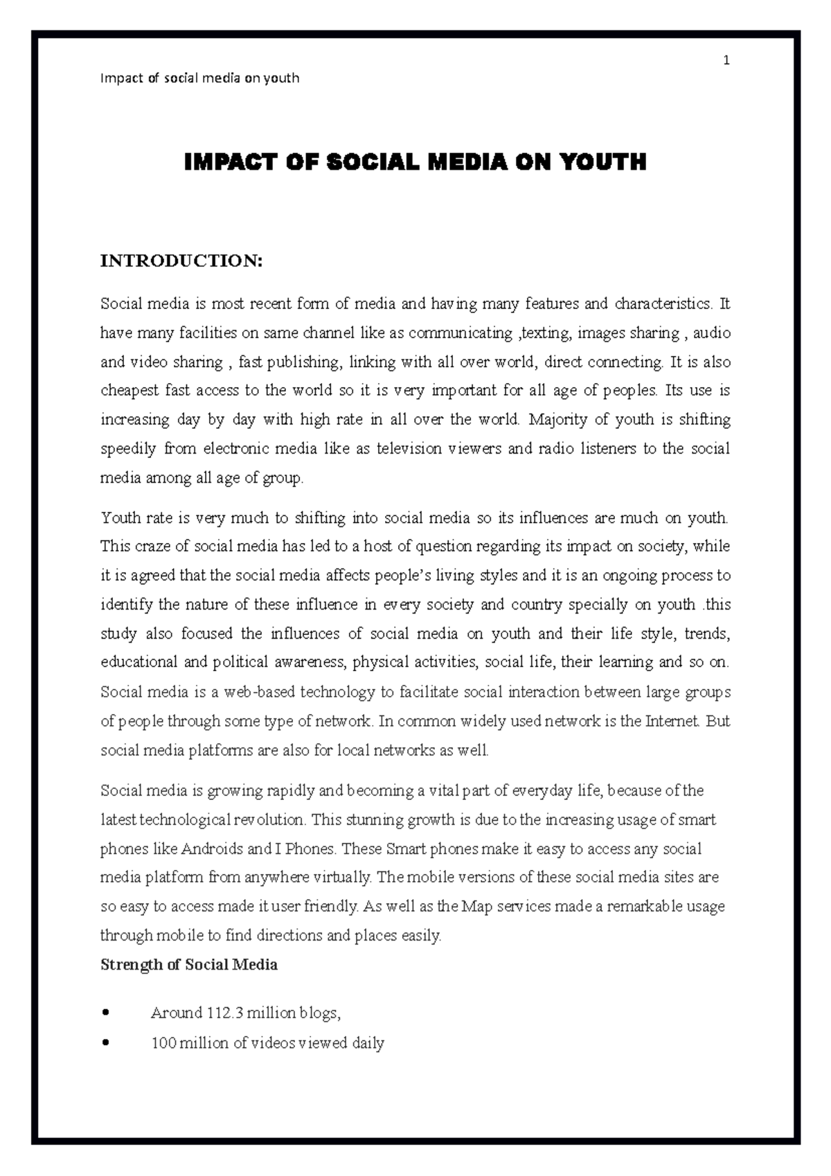 Gender Project - Lecture notes 7 - Impact of social media on youth ...