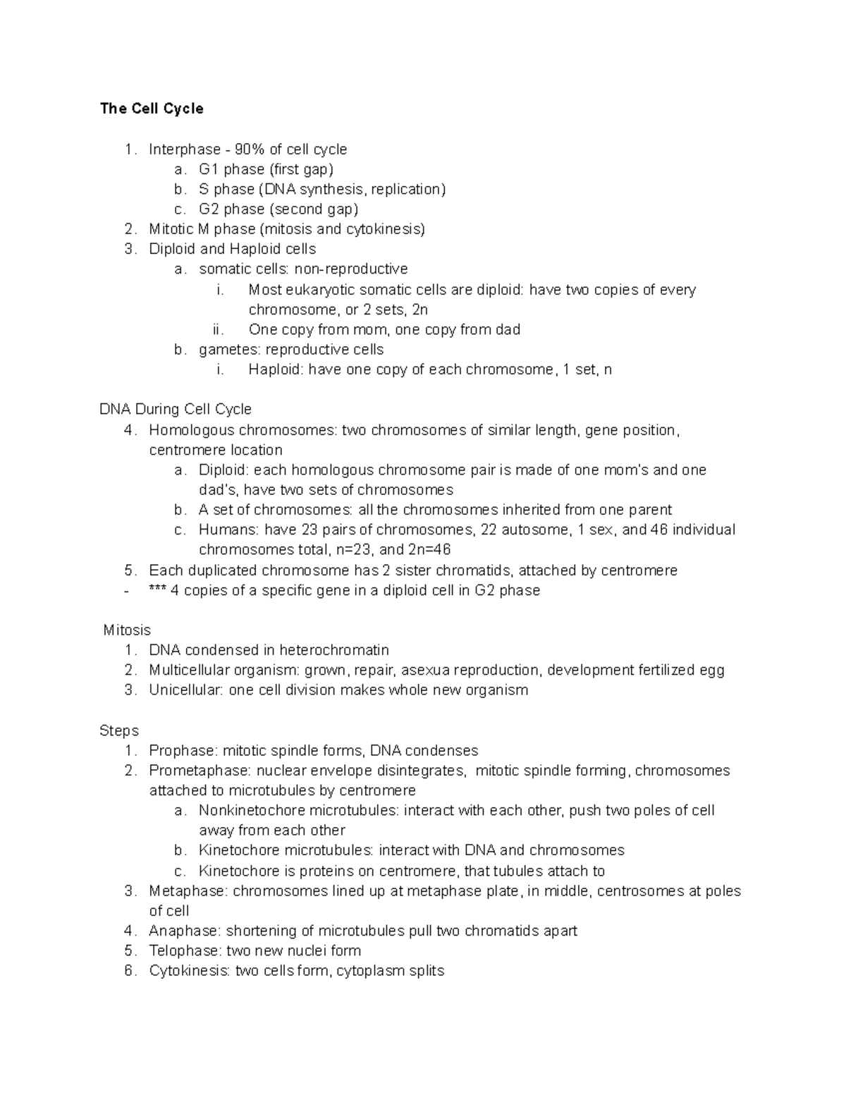 The Cell Cycle Lecture Notes - The Cell Cycle Interphase - 90% of cell ...