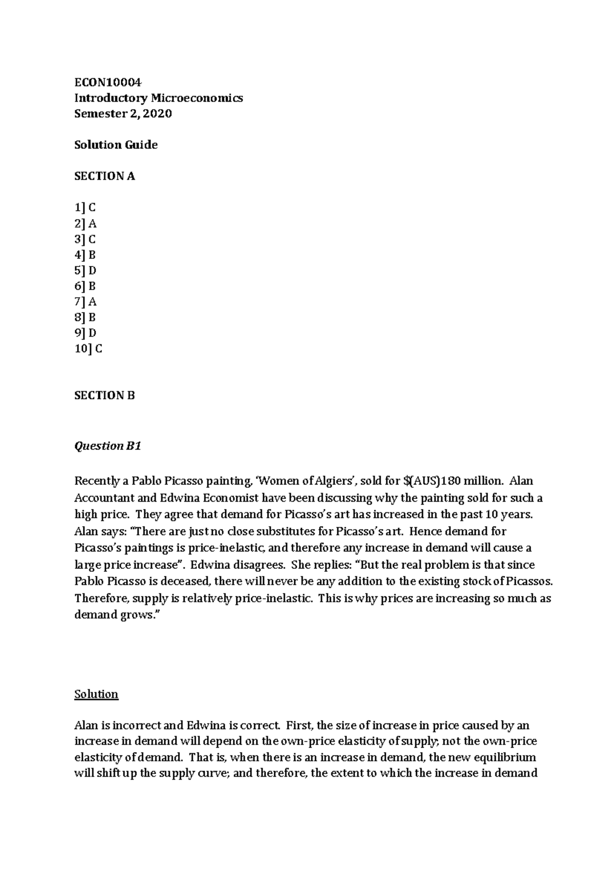 2020 S2 Final Exam - Solutions - ECON Introductory Microeconomics ...