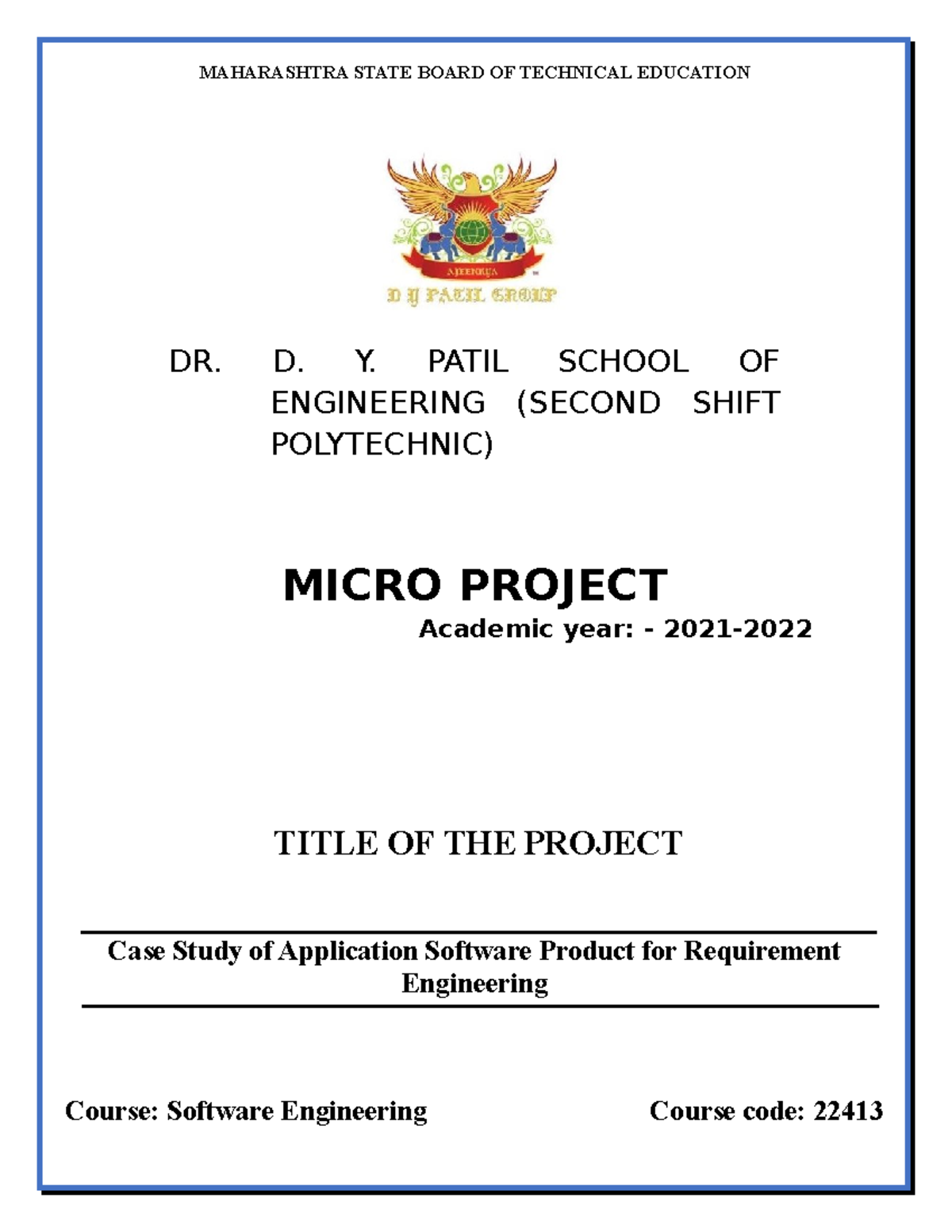 Software Engg. Microproject - MAHARASHTRA STATE BOARD OF TECHNICAL ...