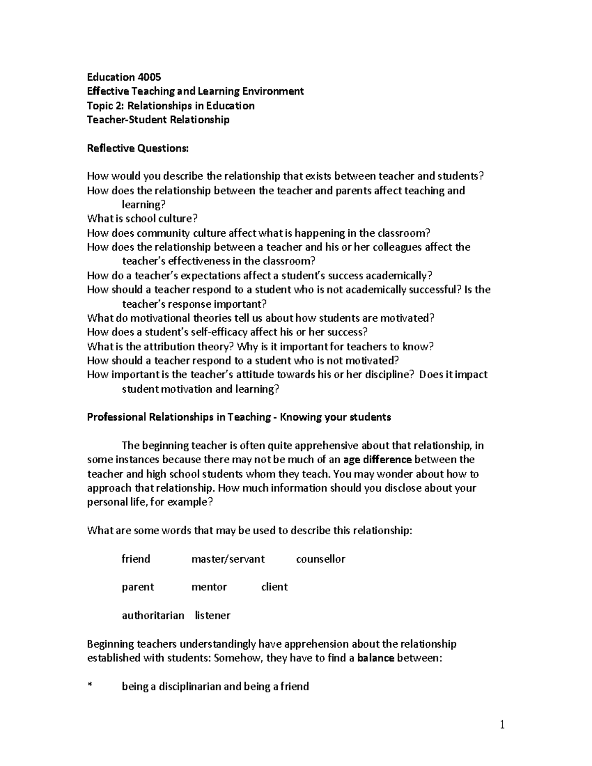 06 Teacher student Relationships Education 4005 Effective Teaching