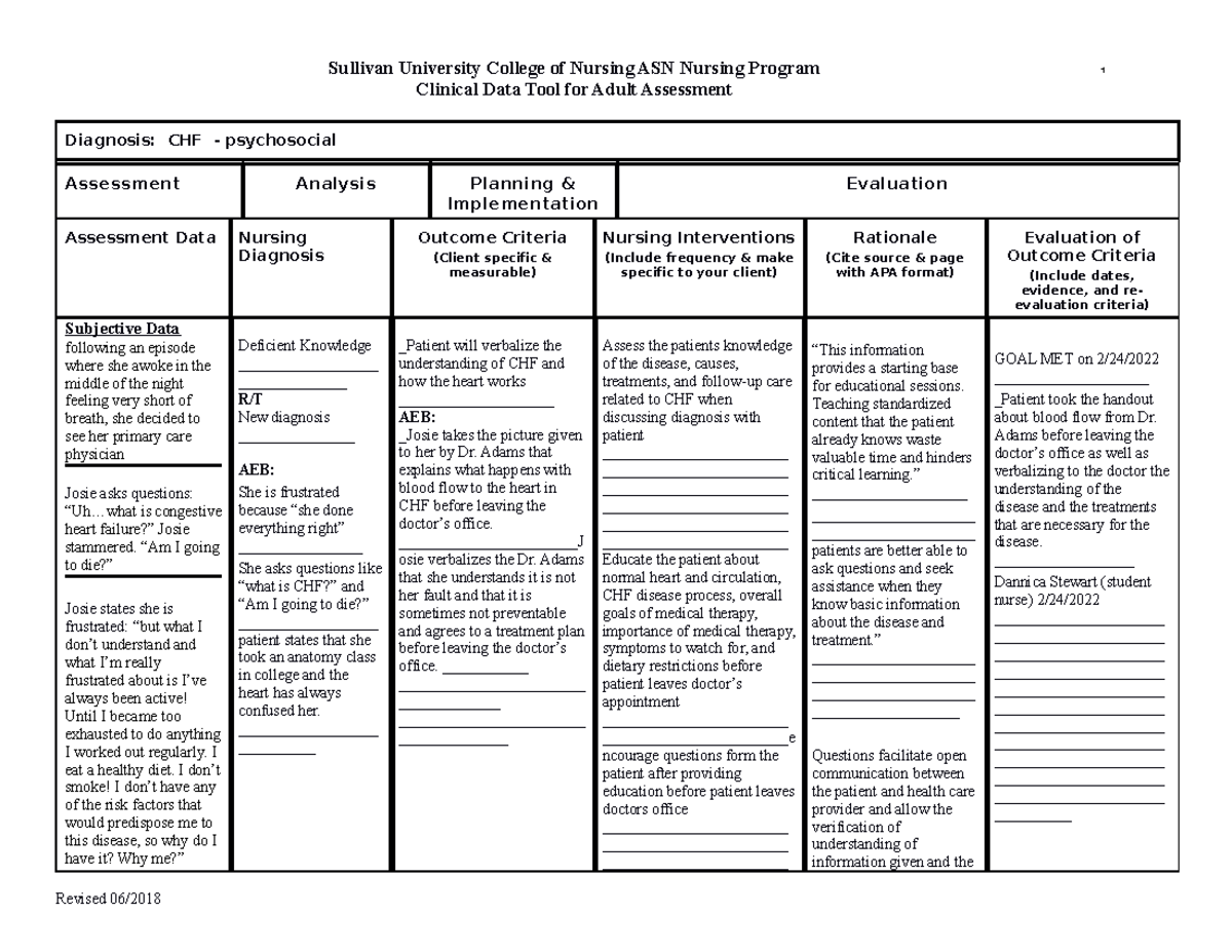 Chf Care Plans Chf Care Plan With Resources Clinical Data Tool For