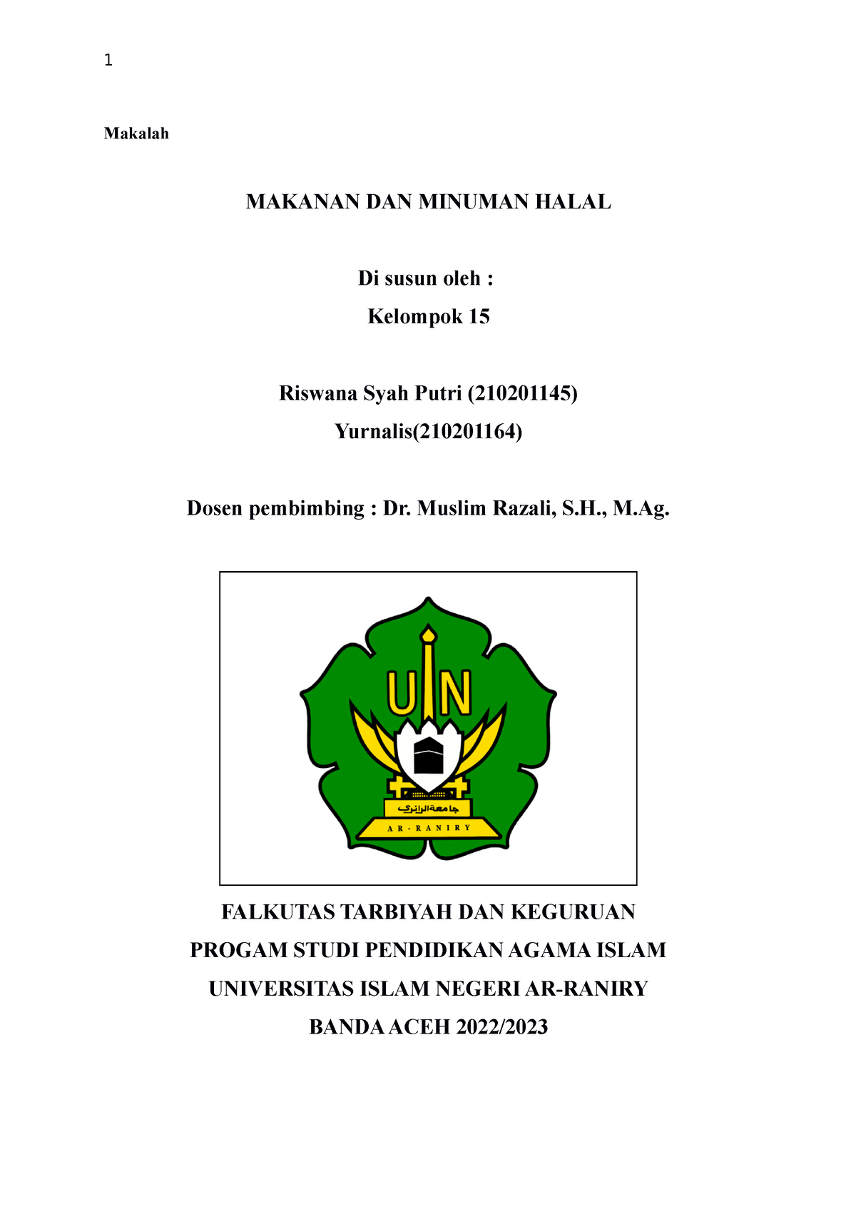 Makanan Dan Minuman Halal Makalah Makanan Dan Minuman Halal Di Susun Oleh Kelompok 15 7097