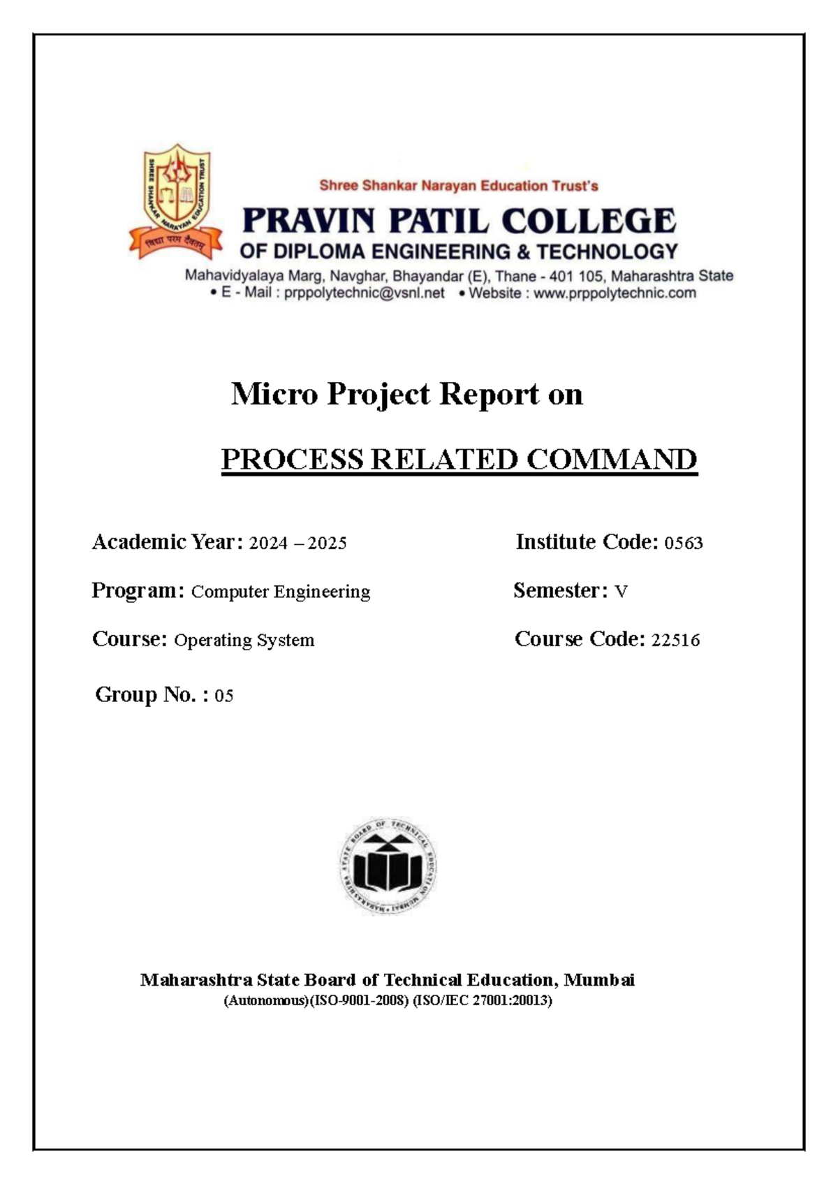 Final OSY - Microproject for osy - Micro Project Report on PROCESS ...