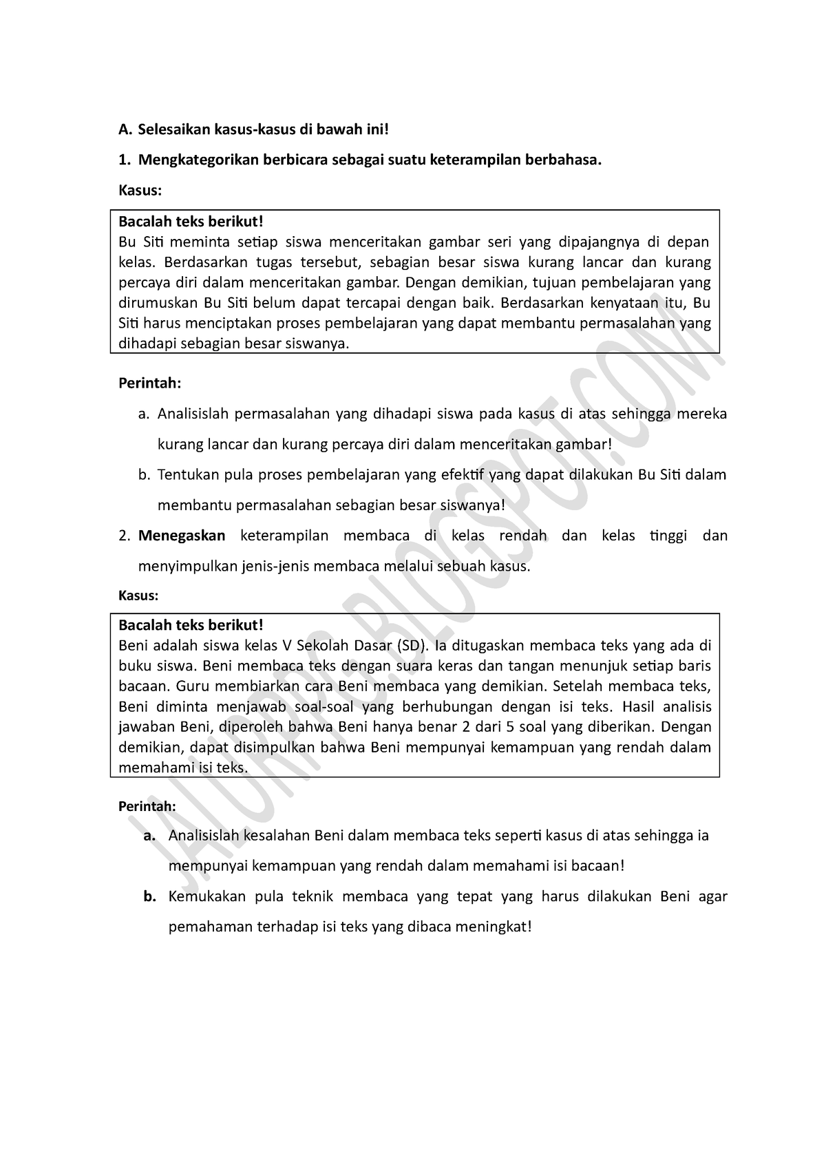 Contoh Soal Uraian PPG Bahasa Indonesia SDMI - Jalurppg - A. Selesaikan ...