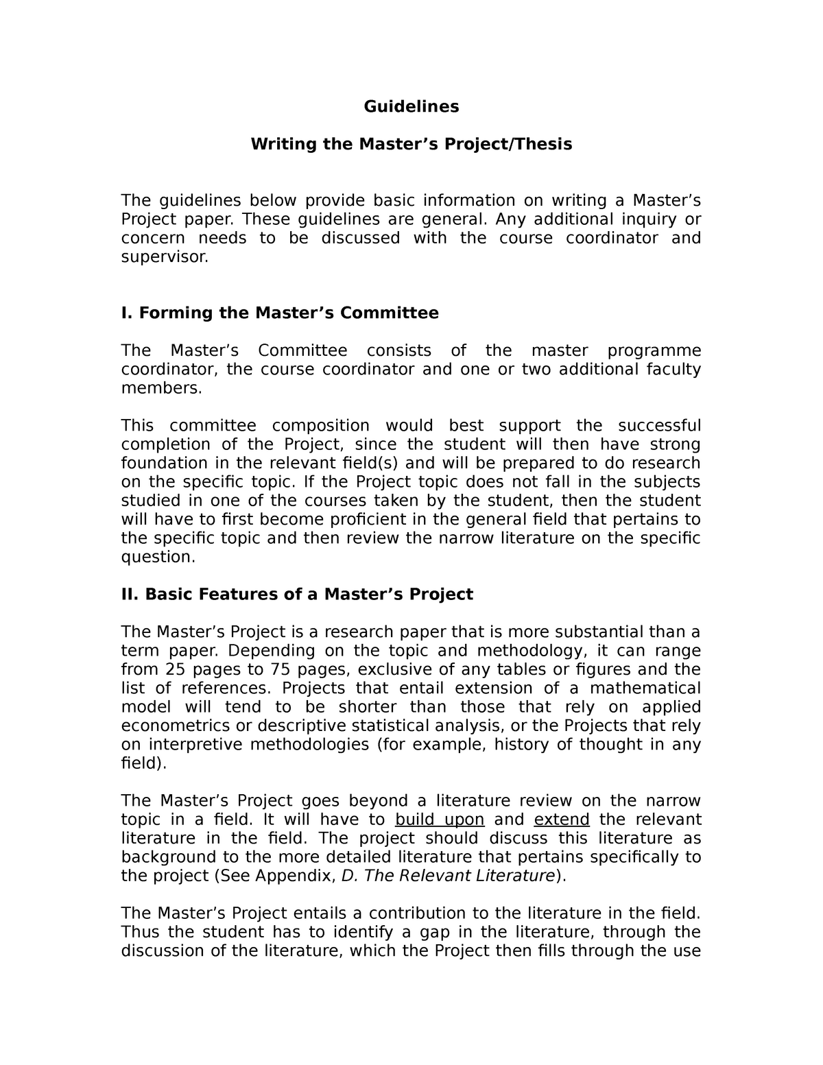 guidelines for writing a master's thesis