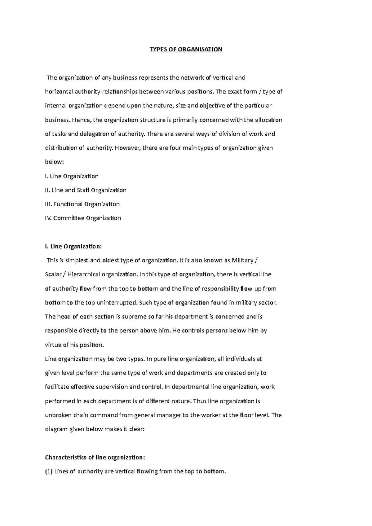 Pbm 05 - Lecture note - TYPES OF ORGANISATION The organization of any ...