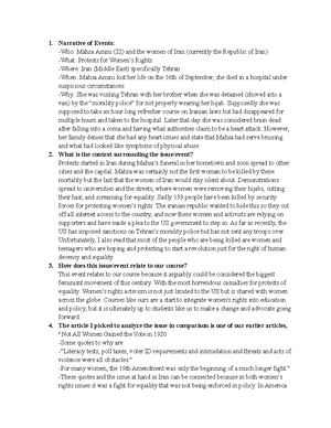 Assesment 1 - Example Article - The 19th amendment was passed in 1920 ...