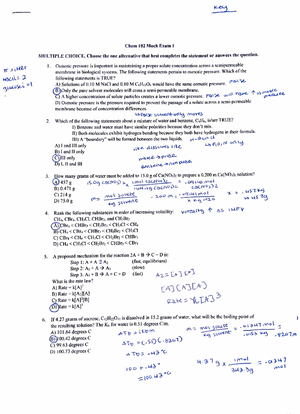 Chem 102 Exam 3 Mock Exam - C Lmu IOZ )'fork [:mm 3 :\ffLT- TPLE CHOKE ...