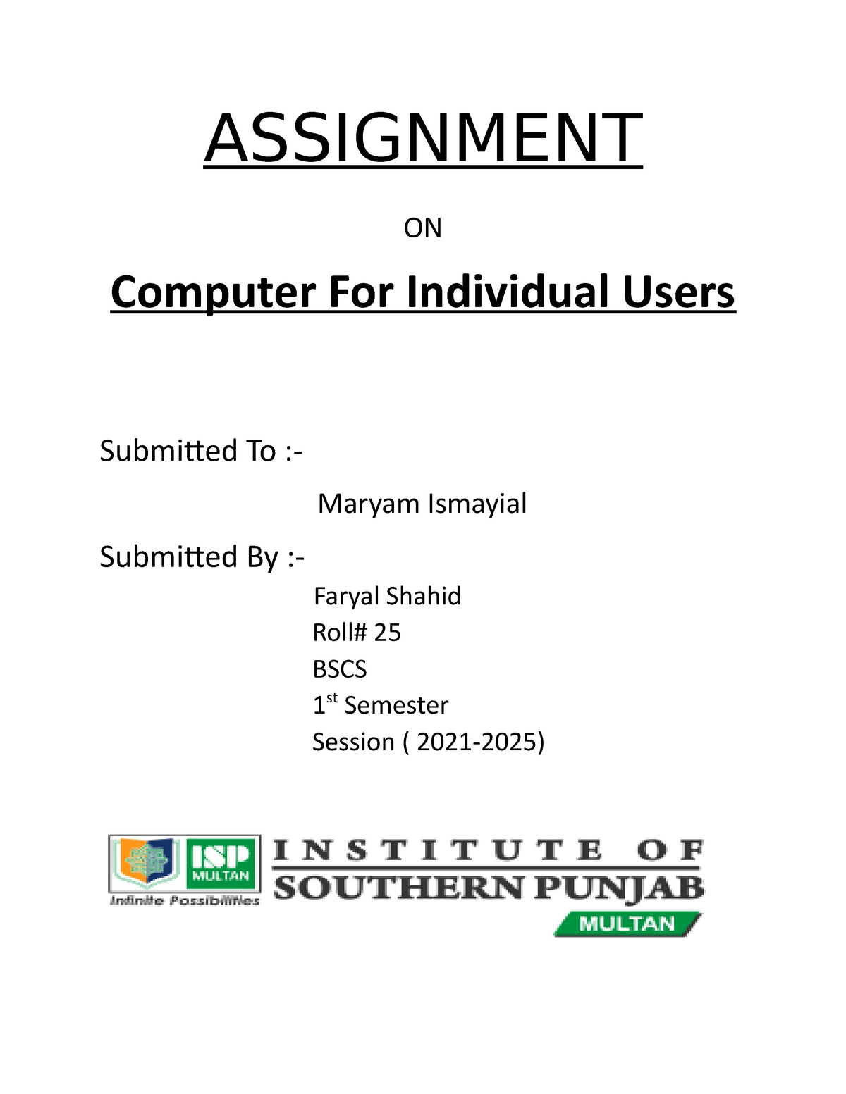 computer assignment introduction