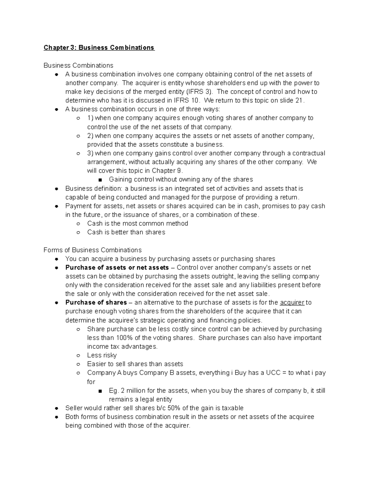 4AC3 Week 2 Chapter 3 Chapter 3 Business Combinations Business Combinations A business Studocu