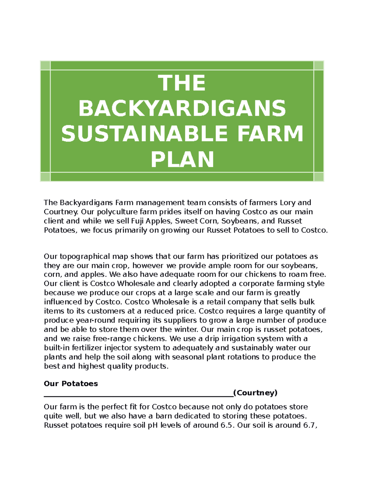 Farming Essay - THE BACKYARDIGANS SUSTAINABLE FARM PLAN The ...