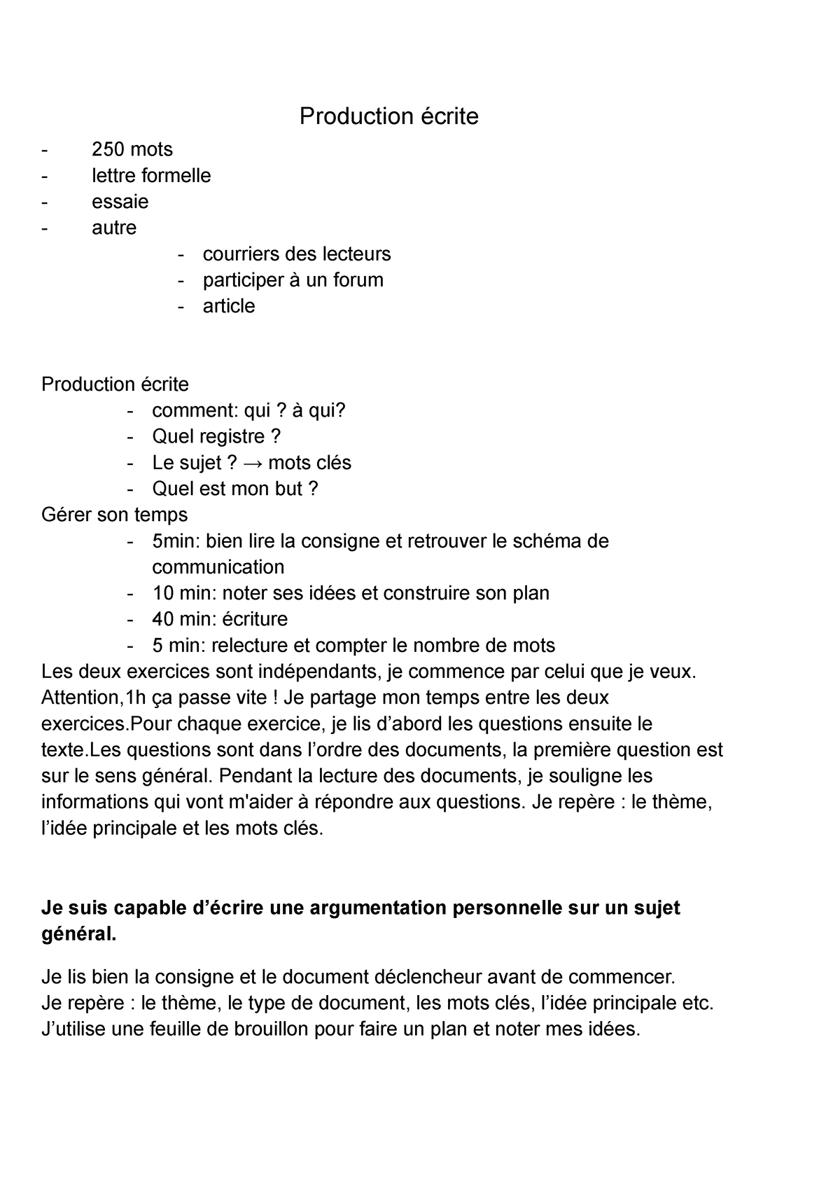 Production écrite DELF B2 - Production écrite 250 Mots Lettre Formelle ...