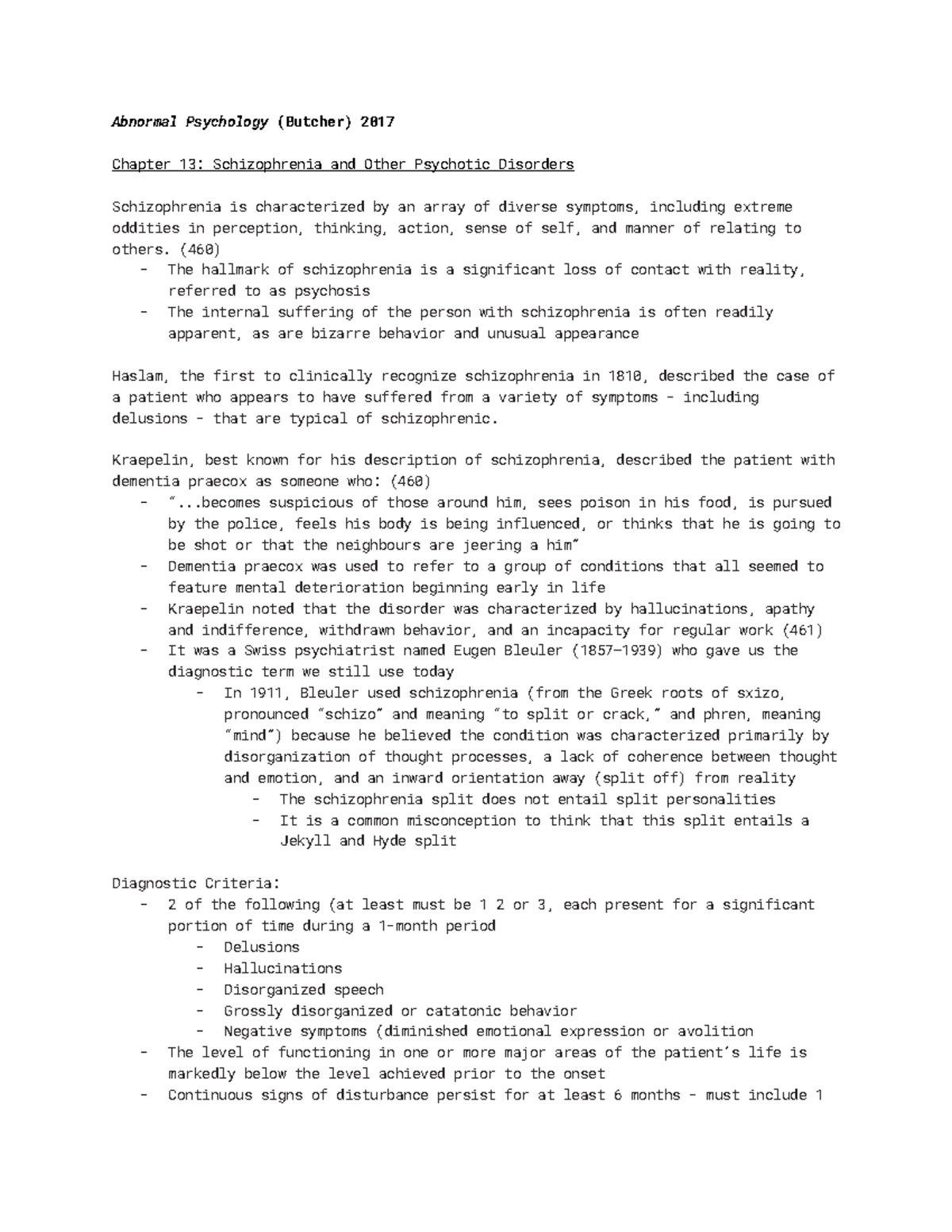 Schizophrenia and Other Psychotic Disorders - Abnormal Psychology ...