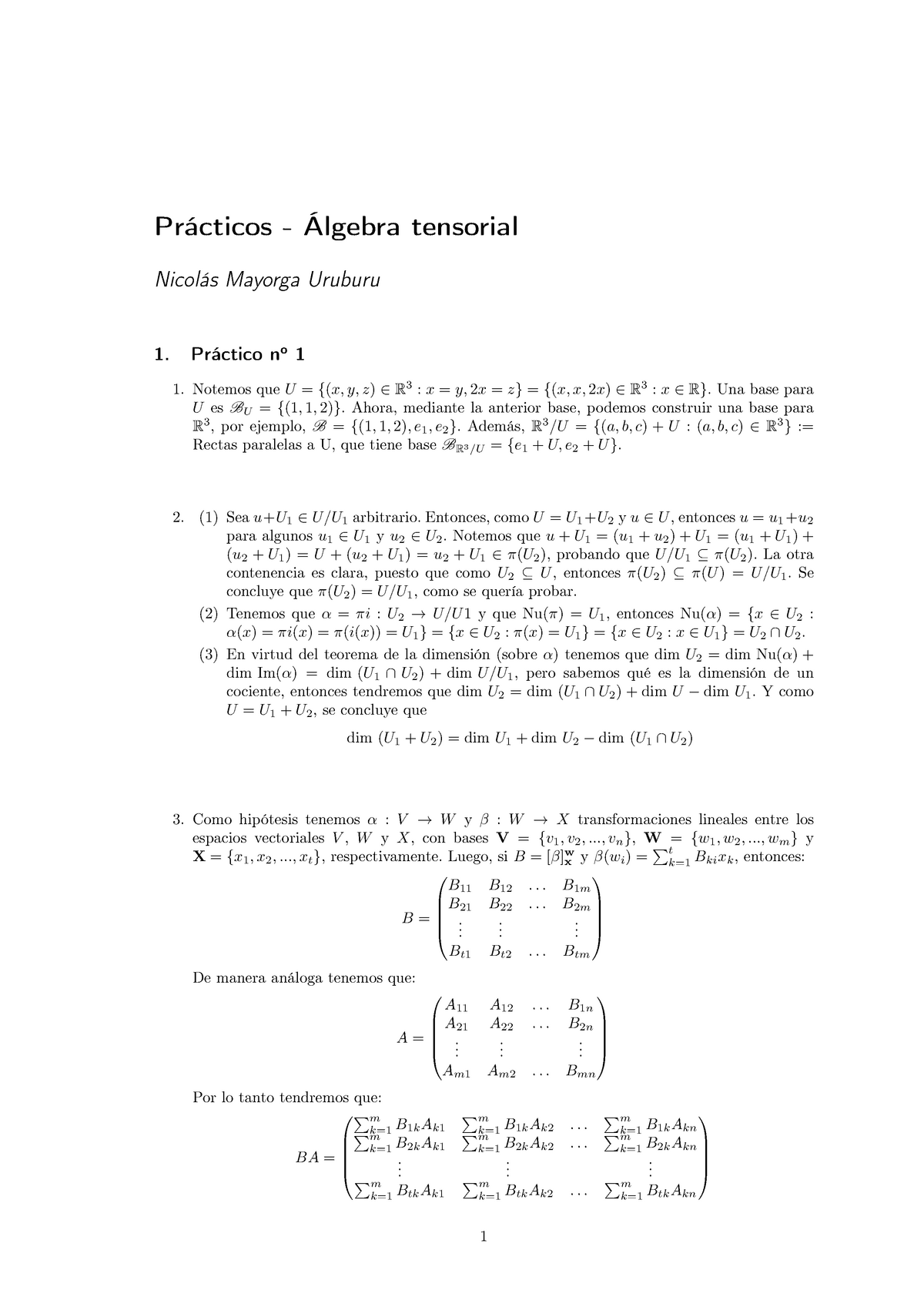 Ejercicios De Algebra Tensorial Tensorial Mayorga Uruburu No Notemos Que R3 2x Studocu