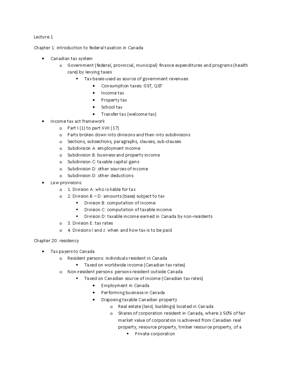 Introduction To Federal Income Taxation In Canada Study Guide Solutions 70+ Pages Summary Doc [3mb] - Updated 