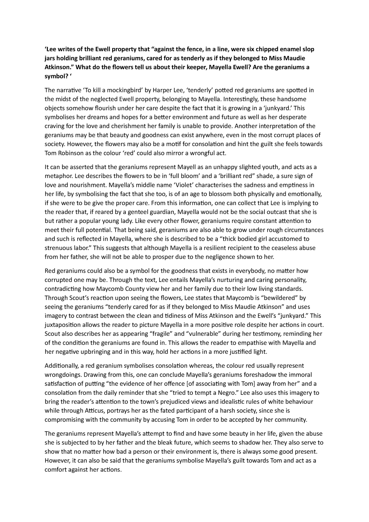 five paragraph essay on to kill a mockingbird