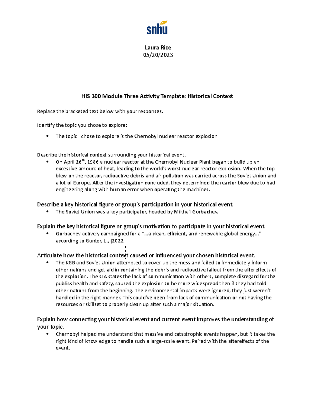 Module 3 historical context template completed assignment - Laura Rice ...