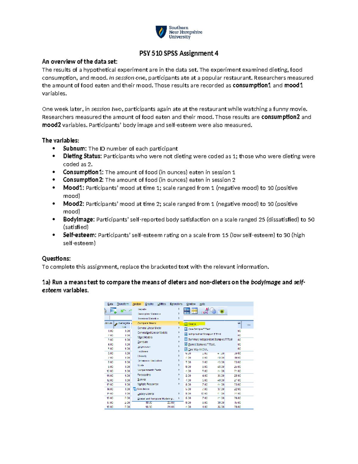 PSY+510+SPSS+Assignment+4 - PSY 510 SPSS Assignment 4 An overview of ...