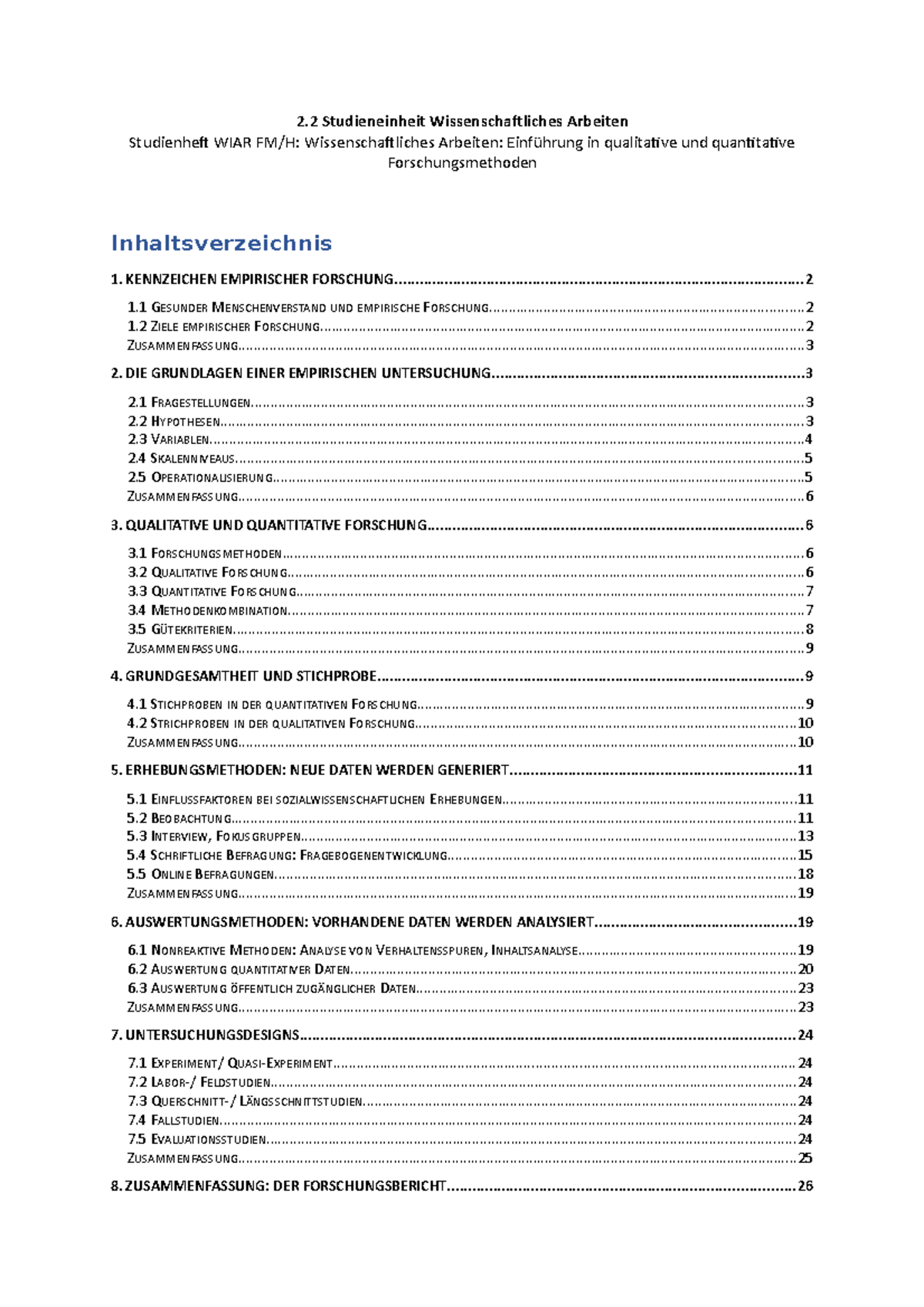 Studienheft WIAR FM:H - 2 Studieneinheit Wissenschaftliches Arbeiten ...