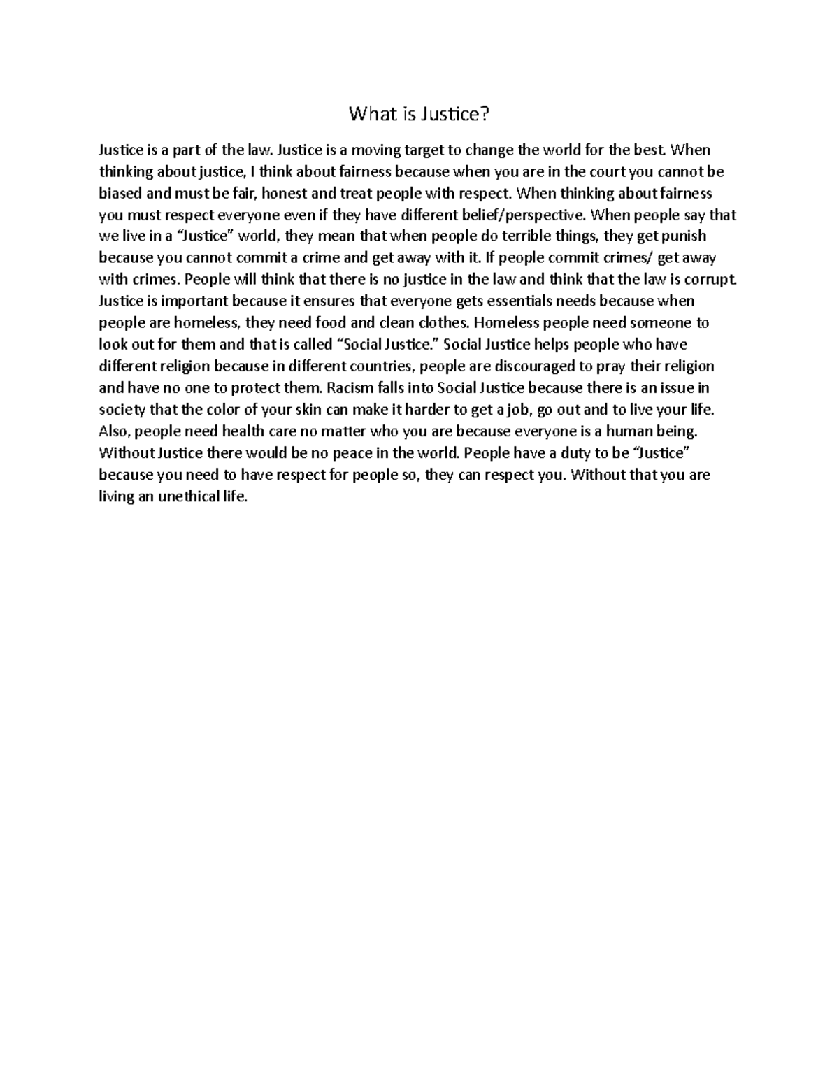 Justice - Question on number 1-6 - What is Justice? Justice is a part ...