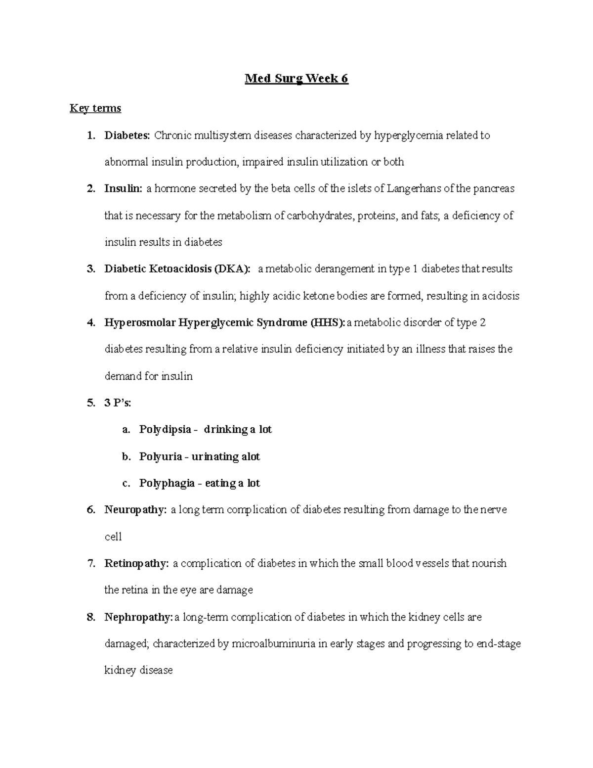 Med Surg Week 6 - Notes From The Book And Class Notes Based On Learning ...