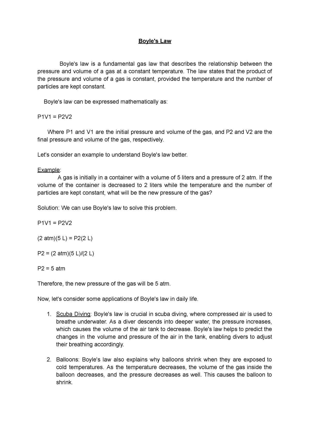 Boyle's Law - Boyle's Law - Boyle's Law Boyle's Law Is A Fundamental ...