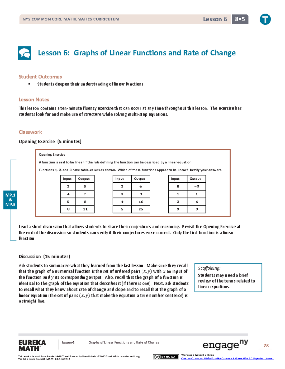 Math g8 m5 topic a lesson 6 teacher - Lesson 6: Graphs of Linear ...