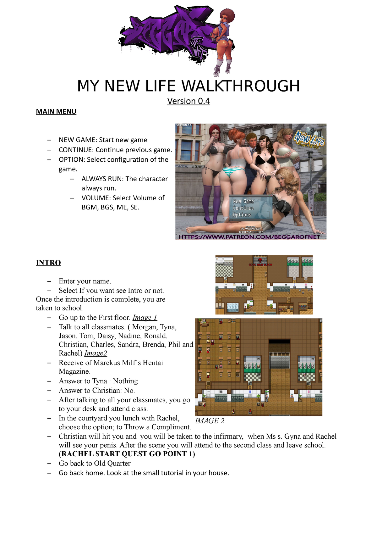 Beggar of net my new life 1-9 walkthrough - MY NEW LIFE WALKTHROUGH Version  0. MAIN MENU NEW GAME: - Studocu