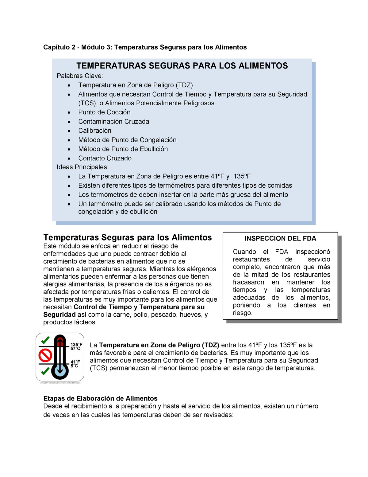 Temperaturas En Los Alimentos - Capítulo 2 - Módulo 3: Temperaturas ...