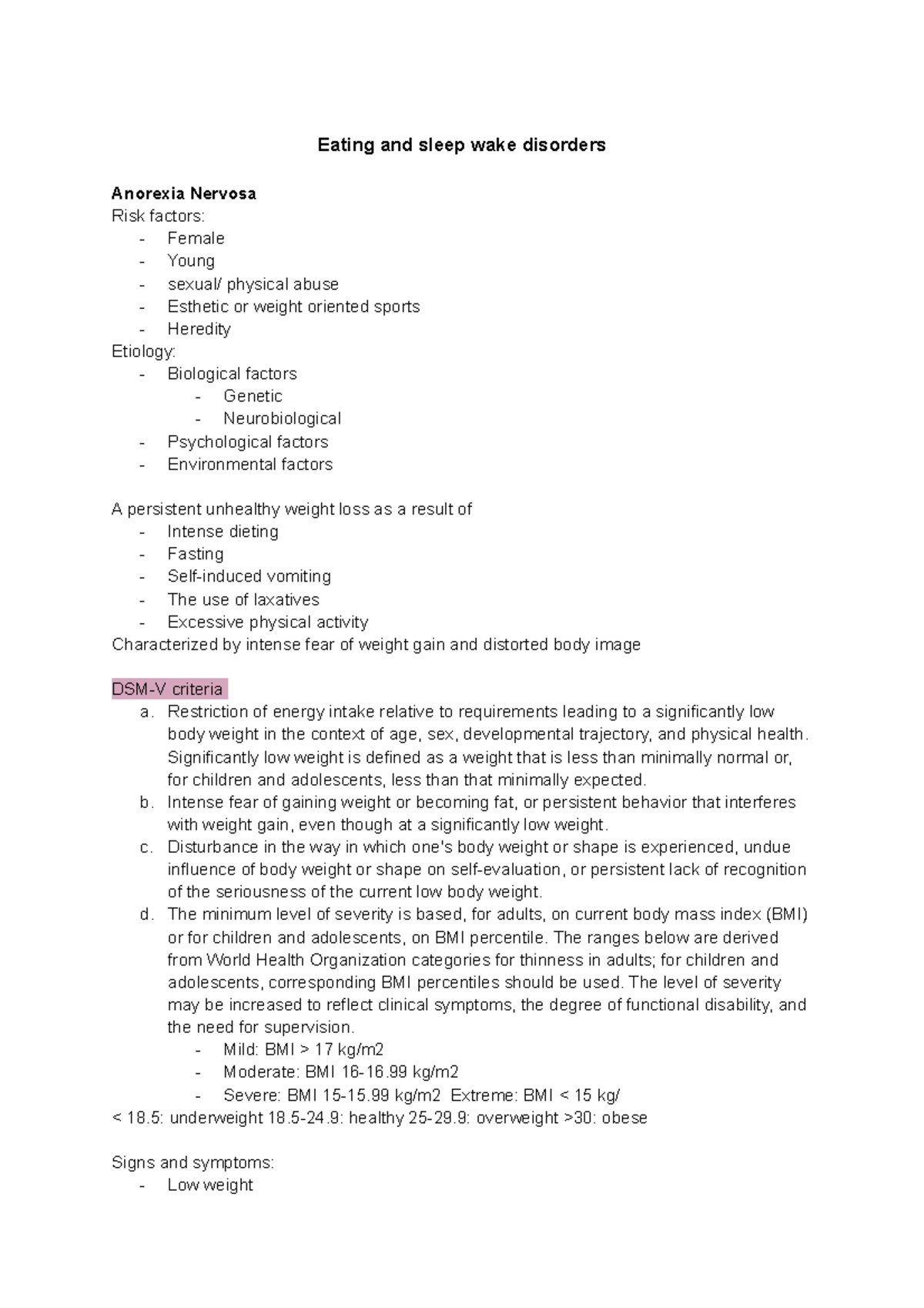 Eating Disorders Nursing Nur1 422 McGill Studocu