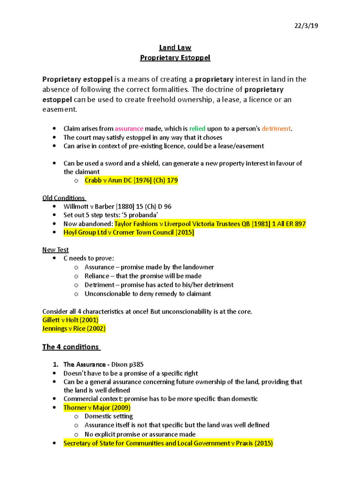 Proprietary Estoppel - 22/3/ Land Law Proprietary Estoppel Proprietary ...