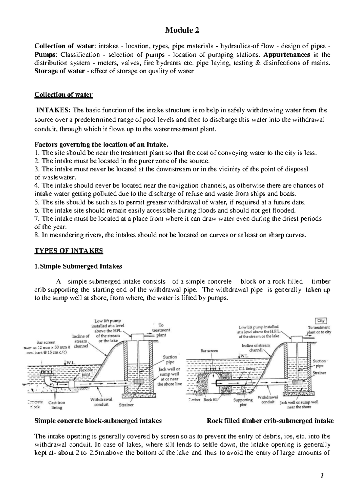 Module 2 new Its lecture notes Module 2 Collection of water